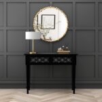 Black Mirrored Boho Dressing Table with 2 Drawers - Alexis - Image 2