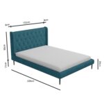 Teal Velvet Mid-Century King Size Bed Frame - Amara - Image 3