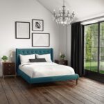Teal Velvet Mid-Century King Size Bed Frame - Amara - Image 2