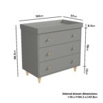 Grey Scandi Pine Wood Changing Unit with 3 Drawers - Astelle - Image 5