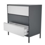 Kids Grey Retro Chest of 3 Drawers with Legs - Aiko - Image 2