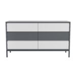 Kids Wide Grey Retro Chest of 6 Drawers with Legs - Aiko - Image 5