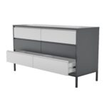 Kids Wide Grey Retro Chest of 6 Drawers with Legs - Aiko - Image 4