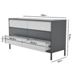 Kids Wide Grey Retro Chest of 6 Drawers with Legs - Aiko - Image 3