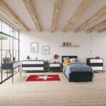 Kids Wide Grey Retro Chest of 6 Drawers with Legs - Aiko - Image 2