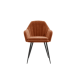 Black Round Drop Leaf Dining Table with 2 Orange Velvet Dining Chairs - Carson