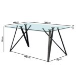 Glass Dining Table with 2 Beige Fabric Dining Chairs & 1 Beige Fabric Dining Bench - Dax - Image 11