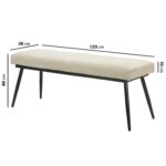 Glass Dining Table with 2 Beige Fabric Dining Chairs & 1 Beige Fabric Dining Bench - Dax - Image 9