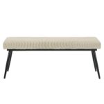 Glass Dining Table with 2 Beige Fabric Dining Chairs & 1 Beige Fabric Dining Bench - Dax - Image 6