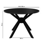 Round Black Dining Table with 4 Beige Fabric Dining Chairs - Karie - Image 6