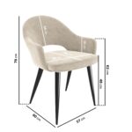 Round Black Dining Table with 4 Beige Fabric Dining Chairs - Karie - Image 5