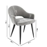 4 Seater Dining Set with Round Black Table and Grey Fabric Dining Chairs - Karie - Image 8