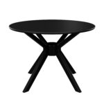 4 Seater Dining Set with Round Black Table and Grey Fabric Dining Chairs - Karie - Image 7