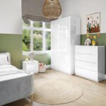 Kids White High Gloss 2 Drawer Bedside Table - Lyra - Image 2