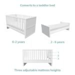White Pine Nursery Furniture 2-Piece Set including Convertible Cot Bed and Changing Table - Mason - Image 2