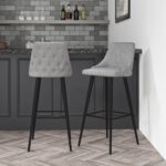 Set of 2 Grey Fabric Bar Stools  - Maddy