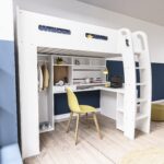 High Sleeper Loft Bed with Desk and Wardrobe in White - Carter - Image 7