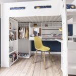 High Sleeper Loft Bed with Desk and Wardrobe in White - Carter - Image 6