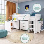 White Mid Sleeper Cabin Bed with Storage and Desk - Dynamo - Image 4