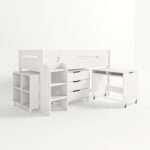 White Mid Sleeper Cabin Bed with Storage and Desk - Dynamo - Image 3