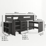 Dark Grey Mid Sleeper Cabin Bed with Storage and Desk - Dynamo - Image 3