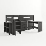 Dark Grey Mid Sleeper Cabin Bed with Storage and Desk - Dynamo - Image 2