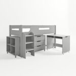 Grey Mid Sleeper Cabin Bed with Storage and Desk - Dynamo - Image 4
