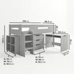 Grey Mid Sleeper Cabin Bed with Storage and Desk - Dynamo - Image 3