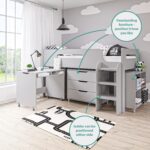 Grey Mid Sleeper Cabin Bed with Storage and Desk - Dynamo - Image 2