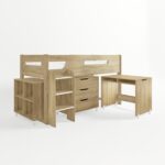 Oak Mid Sleeper Cabin Bed with Storage and Desk - Dynamo - Image 3