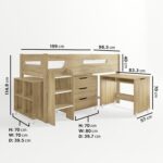 Oak Mid Sleeper Cabin Bed with Storage and Desk - Dynamo - Image 2
