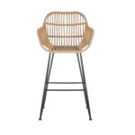 Set of 2 Brown Rattan Effect Kitchen Stools with Backs - 66cm - Fion - Image 8