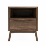 Walnut Mid-Century Bedside Table with Drawer - Frances - Image 2