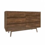 Wide Walnut Mid-Century Chest of 6 Drawers with Legs - Frances - Image 3