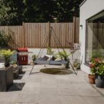 Hangout Pod Grey & Black Circular Hammock Bed with Stand - Image 11