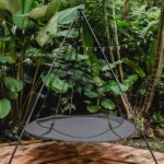 Hangout Pod Grey & Black Circular Hammock Bed with Stand - Image 10