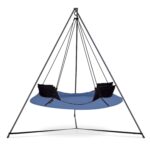 Hangout Pod Ink Blue & Black Circular Hammock Bed with Stand - Image 11