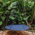 Hangout Pod Ink Blue & Black Circular Hammock Bed with Stand - Image 10