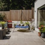 Hangout Pod Ink Blue & Black Circular Hammock Bed with Stand - Image 9