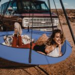 Hangout Pod Ink Blue & Black Circular Hammock Bed with Stand - Image 8