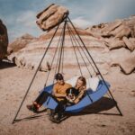 Hangout Pod Ink Blue & Black Circular Hammock Bed with Stand - Image 4