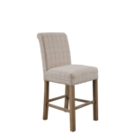 Check Beige Fabric Bar Stool