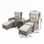 Brown Rattan Reclining Garden Sun Lounger Set with Table and Footstools - Aspen - Image 3
