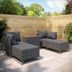 4 Seater Grey Modular Rattan Garden Sun Lounger Set with Table - Como - Image 2