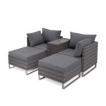 4 Seater Grey Modular Rattan Garden Sun Lounger Set with Table - Como - Image 4