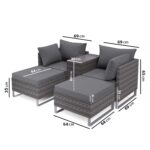 4 Seater Grey Modular Rattan Garden Sun Lounger Set with Table - Como - Image 8