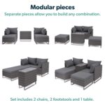 4 Seater Grey Modular Rattan Garden Sun Lounger Set with Table - Como - Image 9