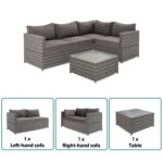 4 Seater Grey Rattan Garden Corner Sofa Set - Fortrose - Image 3