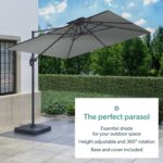 3x3m Grey Square Cantilever Parasol with Base and Cover Included - Como - Image 2