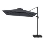 3x3m Dark Grey Square Cantilever Parasol with Base & Cover - Como - Image 4